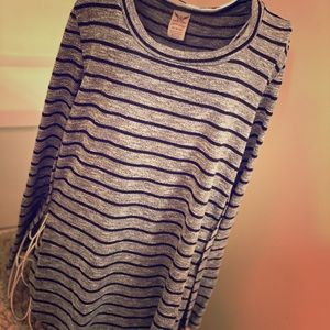 Black & grey striped long sleeve shirt